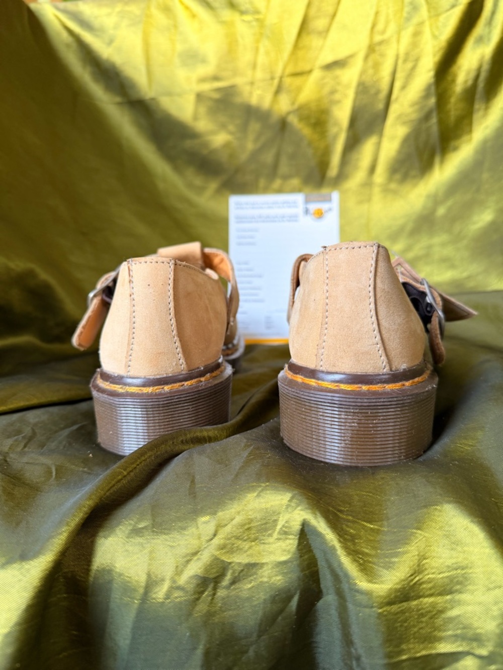VINTAGE Deadstock Dr.Martens L314 Mustard Yellow Nubuck T-Bar Mary Janes MIE NWT - Picture 4 of 8